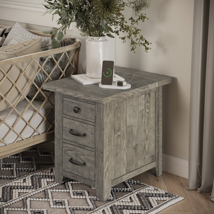 Table de fauteuil rustique Colson de 18 po avec rangement - bois de grève 