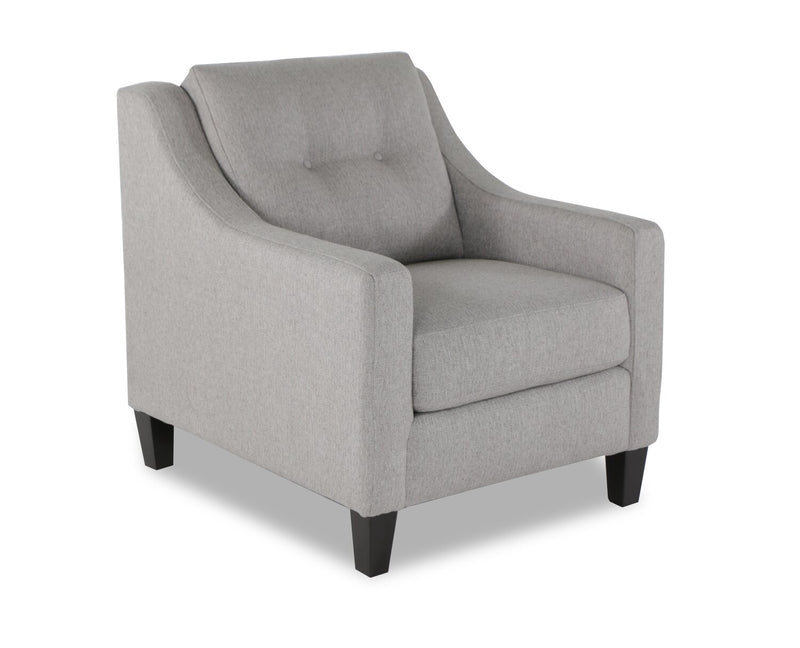 Fauteuil Kylie de Cindy Crawford Home de 32 po fabriqué au Canada en tissu d’apparence lin avec capitonnage - gris Zeus