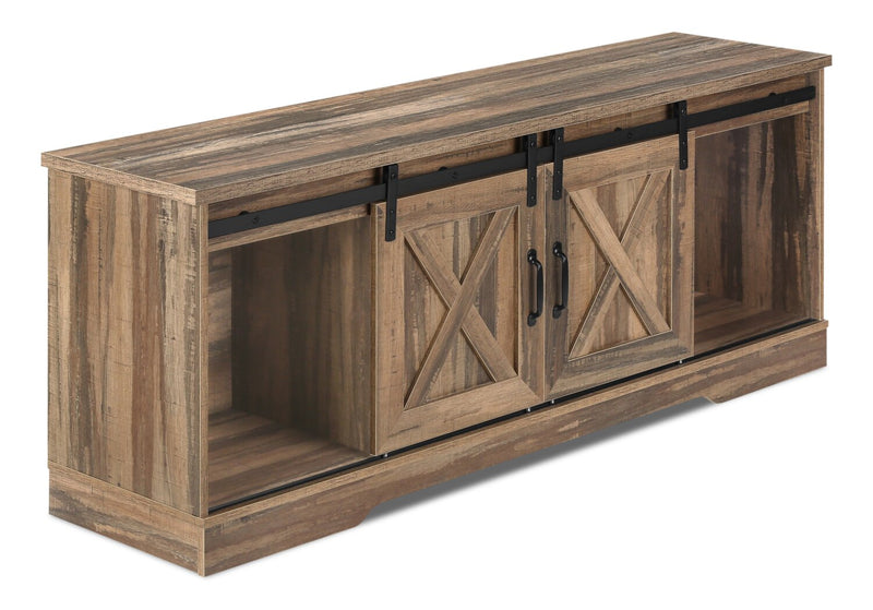 Meuble pour téléviseur moderne Marston de 60 po avec rangement et système de gestion des câbles pour téléviseurs jusqu’à 65 po - brun