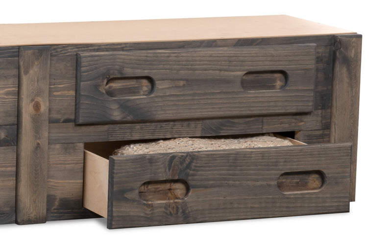 Lit gigogne de rangement sous le lit Piper à 4 tiroirs en pin massif pour enfants - gris bois de grève