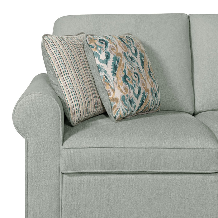 Sofa-lit sectionnel de droite Haven de Scott Living 3 pièces en tissu de chenille avec fauteuil long de rangement - bleu écume de mer