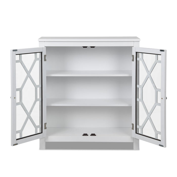 Armoire décorative Clary de 31,5 po avec portes en verre - blanche