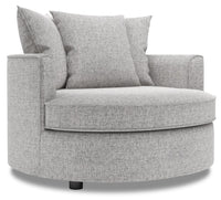  Fauteuil d’appoint enveloppant Sofa Lab de 48 po fabriqué au Canada en tissu d’apparence lin - gris Luna Domino 