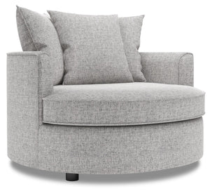 Fauteuil d’appoint enveloppant Sofa Lab personnalisable de 48 po fabriqué au Canada en tissu d’apparence lin - gris Luna Domino