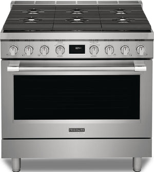 Cuisinière hybride Frigidaire Professional de 4,4 pi³ avec convection à 2 ventilateurs et surface de cuisson à 6 brûleurs - acier inoxydable Smudge-ProofMD - PCFD3670AF