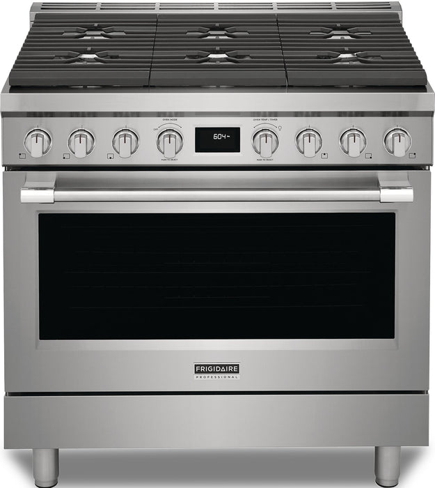 Cuisinière hybride Frigidaire Professional de 4,4 pi³ avec convection à 2 ventilateurs et surface de cuisson à 6 brûleurs - acier inoxydable Smudge-ProofMD - PCFD3670AF