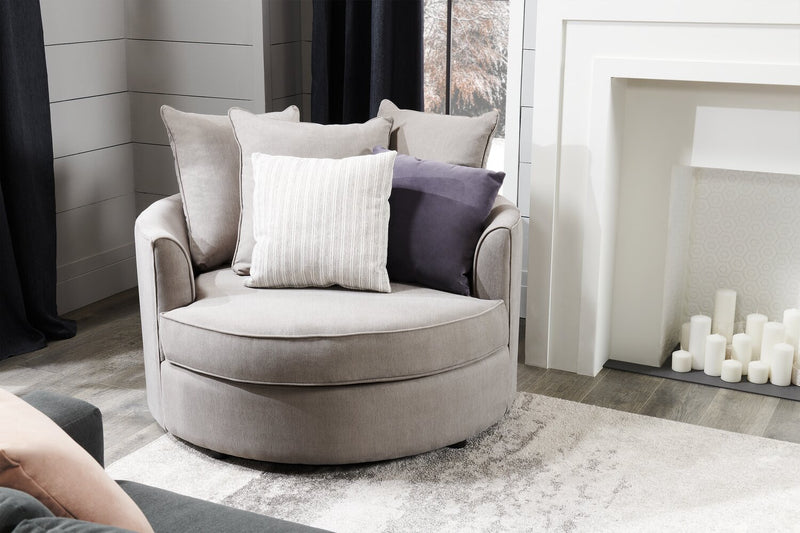 Fauteuil d’appoint enveloppant Sofa Lab personnalisable de 48 po fabriqué au Canada en tissu d’apparence lin - gris Pax Slate