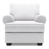 Fauteuil Roll de Sofa Lab personnalisable de 42 po fabriqué au Canada en tissu d’apparence lin avec accoudoirs enroulés - blanc Pax Ice