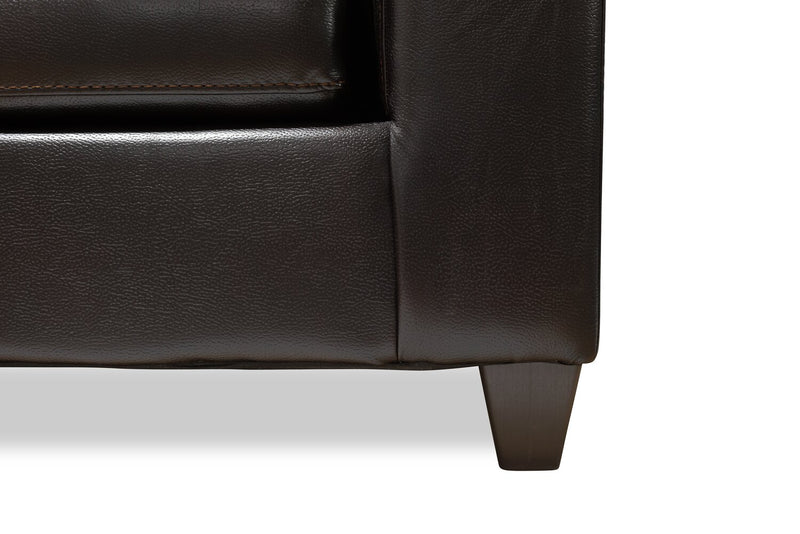 Causeuse Addison de 63 po fabriquée au Canada en tissu d’apparence cuir avec coussins de siège amovibles et capitonnage - noir mûre