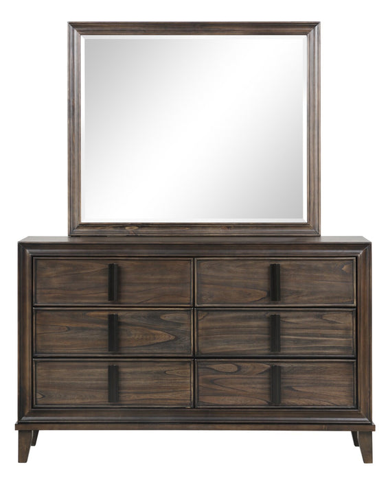 Miroir de commode de chambre à coucher Kane - brun