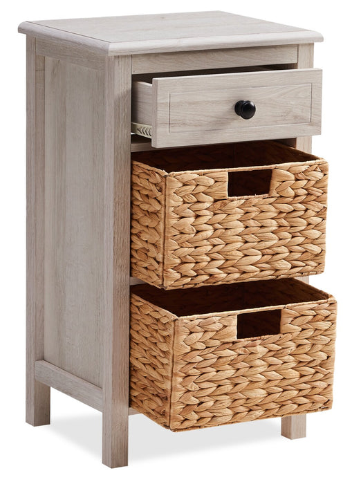 Table de fauteuil Jon de 15,5 po avec 2 paniers et tiroir - chêne blanc