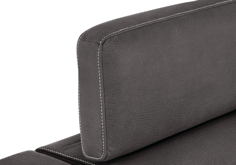 Fauteuil Drake de 41,5 po en tissu de suédine avec pouf rétractable et appuie-têtes relevables - gris ciment