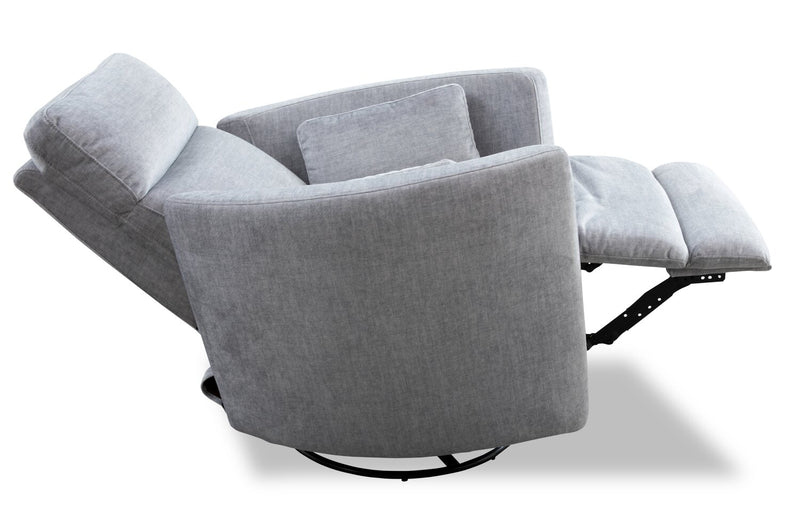 Fauteuil pivotant à inclinaison électrique Ember de 36 po en tissu - coton argenté