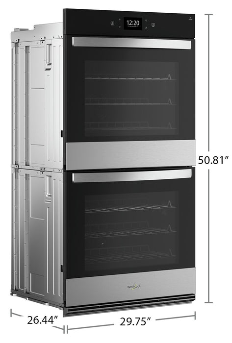 Four mural double électrique Whirlpool de 8,6 pi³ et de 27 po avec convection véritable - acier inoxydable résistant aux traces de doigts - WOED7027PZ