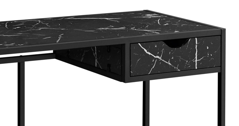 Bureau Everly de 42,25 po avec tiroir - apparence marbre noir