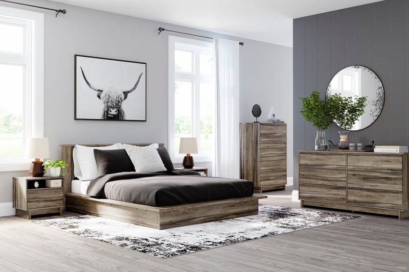 Commode Arik de 59 po (L) x 30,8 po (H) à 6 tiroirs pour la chambre à coucher - brune