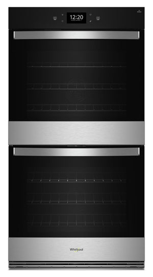 Four mural double électrique Whirlpool de 8,6 pi³ et de 27 po avec convection véritable - acier inoxydable résistant aux traces de doigts - WOED7027PZ