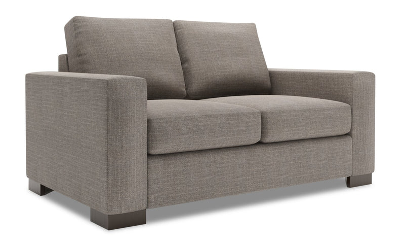 Causeuse personnalisable Track de Sofa Lab de 62 po fabriquée au Canada en tissu d’apparence lin avec accoudoirs rectilignes - gris Luna Smoke