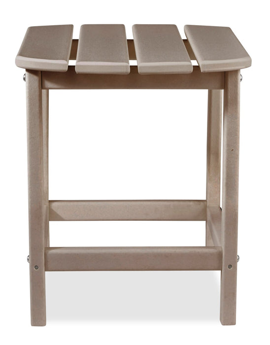 Table de bout Bask pour la terrasse à l’extérieur - 15 po (L), plastique à haute densité, résistante aux rayons UV et aux intempéries - taupe