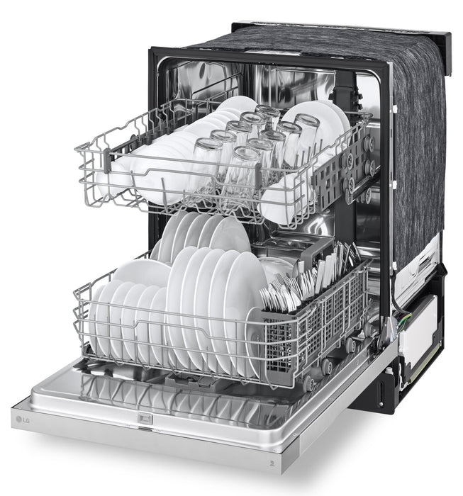 Lave-vaisselle encastré LG à 52 dBA de 24 po avec commandes à l’avant et système Dynamic DryMC - argenté platine - LDFC2423V