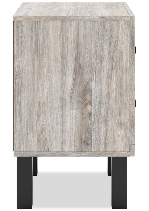 Table de nuit Zen de 21,3 po (L) x 25 po (H) à 2 tiroirs avec ports de recharge intégrés - gris