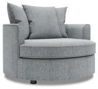  Fauteuil d’appoint enveloppant Sofa Lab de 48 po fabriqué au Canada en tissu d’apparence lin - gris Luna Pewter 