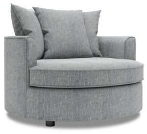 Fauteuil d’appoint enveloppant Sofa Lab personnalisable de 48 po fabriqué au Canada en tissu d’apparence lin - gris Luna Pewter