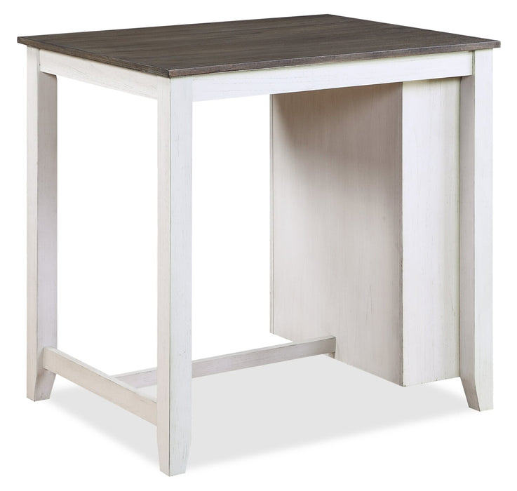 Ensemble de salle à manger Lane 3 pièces de hauteur comptoir avec table de 36,5 po (L), tablettes et port USB intégrées, et 2 chaises - blanc