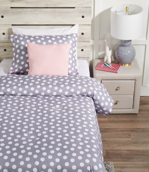 Ensemble d'édredon Portia 3 pièces pour lit simple - gris