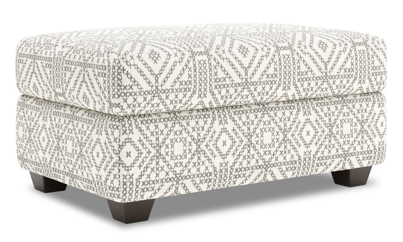 Pouf de rangement personnalisable The Trunk de Sofa Lab de 39 po fabriqué au Canada en tissu - Greystone multicolore