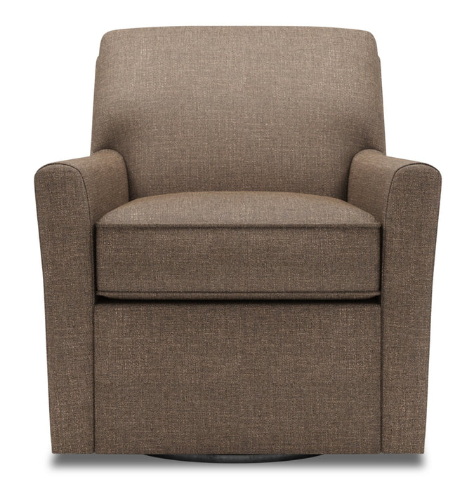 Fauteuil d’appoint pivotant Sofa Lab personnalisable de 31 po fabriqué au Canada en tissu d’apparence lin - brun Luna Praline
