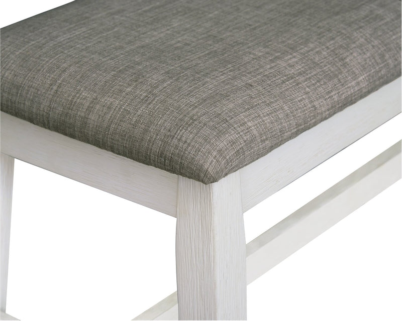 Banc de salle à manger Echo de 47,24 po (L) en bois avec tissu d’apparence lin - gris et blanc