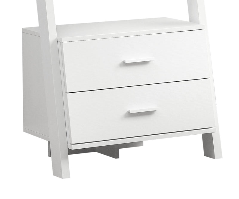 Bibliothèque échelle Ronan de 25,5 po à tablettes ouvertes et 2 tiroirs - blanche