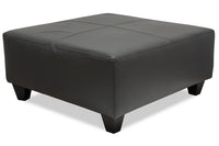  Pouf Addison de 37 po fabriqué au Canada d’apparence cuir - gris