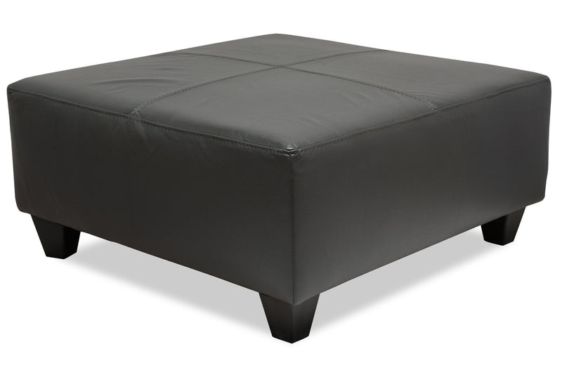Pouf Addison de 37 po fabriqué au Canada d’apparence cuir - gris