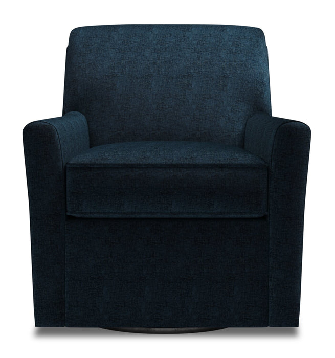 Fauteuil d’appoint pivotant Sofa Lab personnalisable de 31 po fabriqué au Canada en tissu - bleu Luxury Indigo