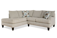  Sofa sectionnel de gauche Nofia 2 pièces fabriqué au Canada en tissu de chenille avec coussins décoratifs et pattes en bois - beige lin