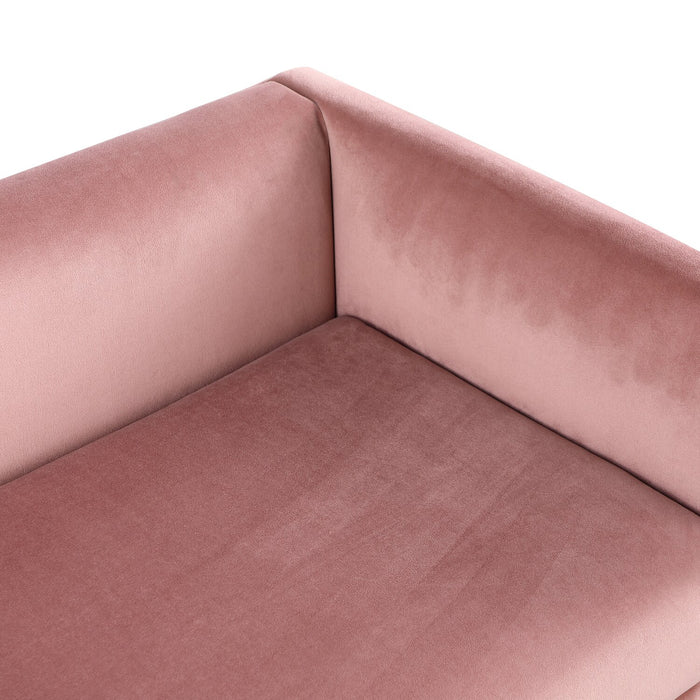 Banc Cass de 52 po - velours rose avec pattes dorées
