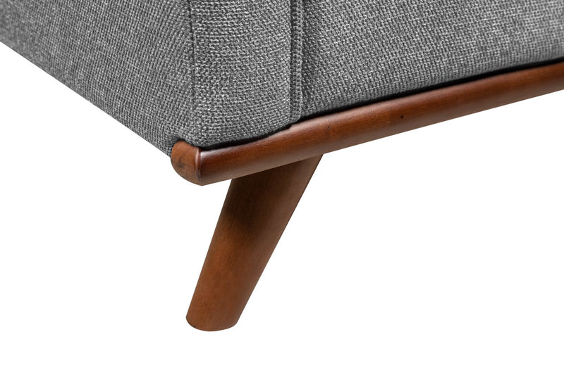 Sofa Kassia de Kort & Co. de 90,6 po en tissu d’apparence lin avec base et pattes en bois - gris