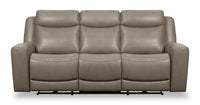  Sofa à inclinaison électrique Prescott de Scott Living de 88,5 po en cuir véritable avec appuie-têtes électriques - gris