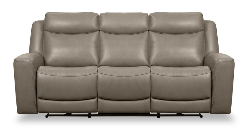 Sofa à inclinaison électrique Prescott de Scott Living de 88,5 po en cuir véritable avec appuie-têtes électriques - gris