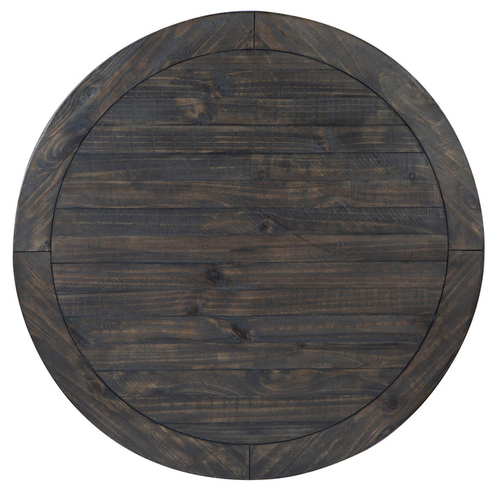 Table à café ronde traditionnelle Axl de 40 po avec tablette - bois gris-brun foncé