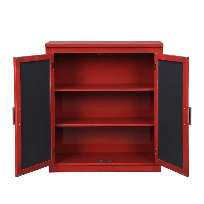 Armoire décorative Darci de 31,5 po avec portes en miroir - rouge
