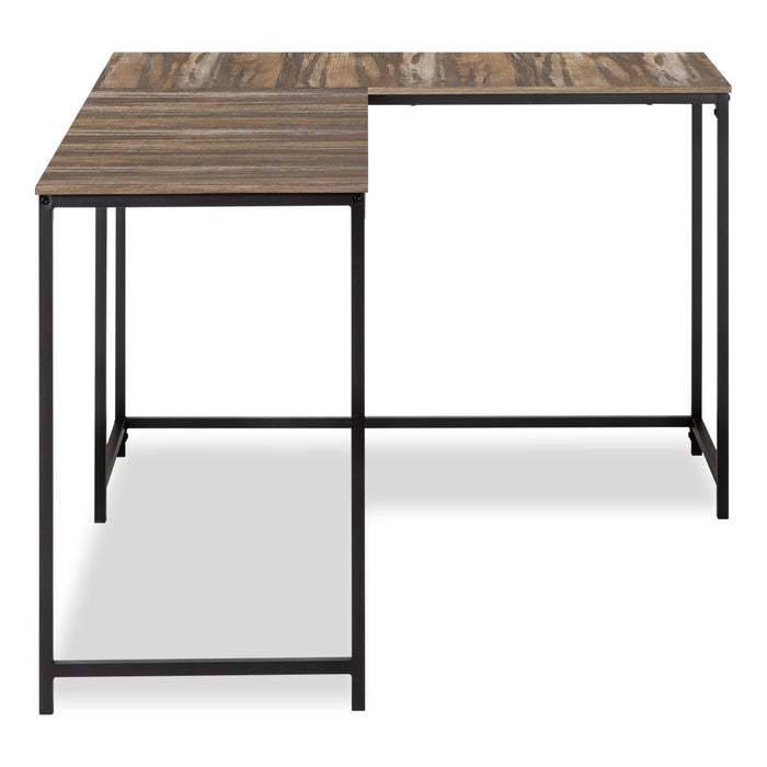 Bureau en coin en forme de L Karter de 58,25 po - brun