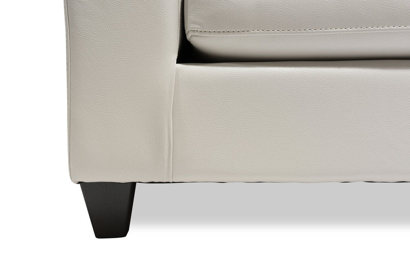 Sofa sectionnel de gauche Addison 2 pièces fabriqué au Canada en tissu d’apparence cuir avec coussins de siège amovibles - beige