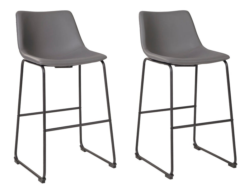 Tabouret bar Cole en tissu de cuir végétalien et en métal - gris