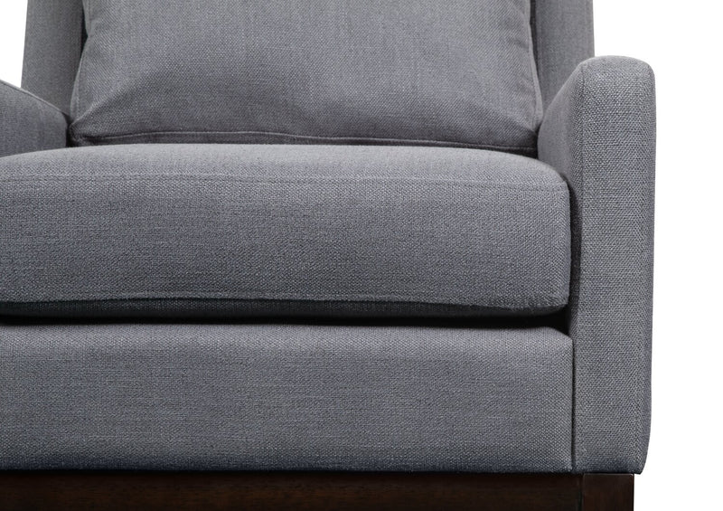 Fauteuil d’appoint Adel de 28,5 po en tissu d’apparence lin avec base en bois - gris foncé