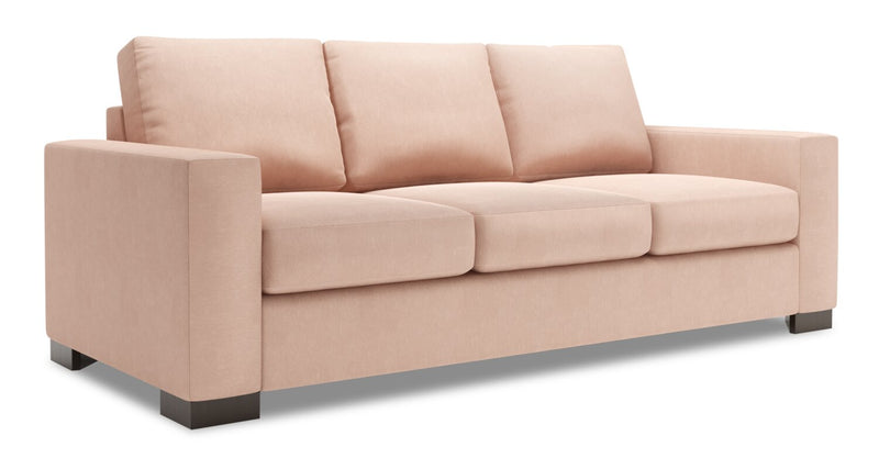 Sofa personnalisable Track de Sofa Lab de 85 po fabriqué au Canada en tissu d’apparence lin avec accoudoirs rectilignes - rose Pax Rose