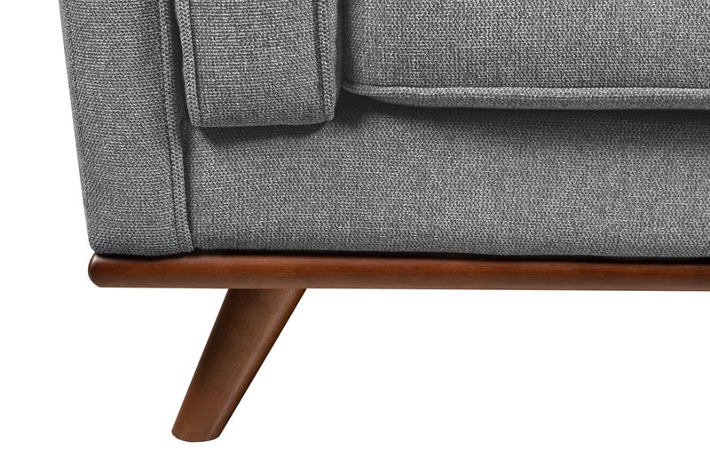 Sofa Kassia de Kort & Co. de 90,6 po en tissu d’apparence lin avec base et pattes en bois - gris