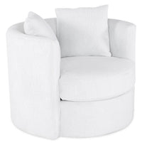 Fauteuil d’appoint pivotant Cuddler Petite de 36 po fabriqué au Canada en tissu de chenille - blanc Plush Heaven